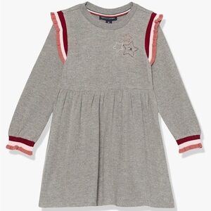 NEW Tommy Hilfiger Little Girls 1 Piece Ruffle-Trim Heather Sweater Dress 2T